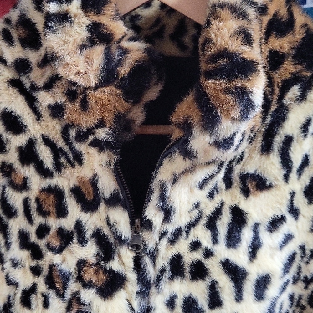 Vintage The French Shoppe Faux Leoprd fur reversible jacket Medium